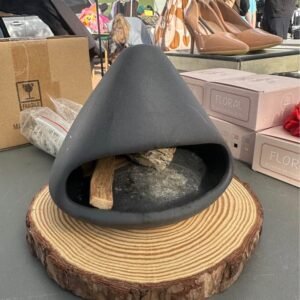 Incense burner kit with wood base, sage and Palo Santo