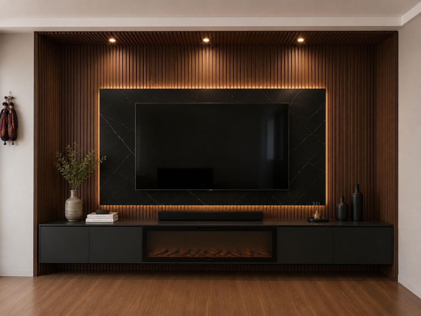 FormaMuse custom TV unit and timber feature wall